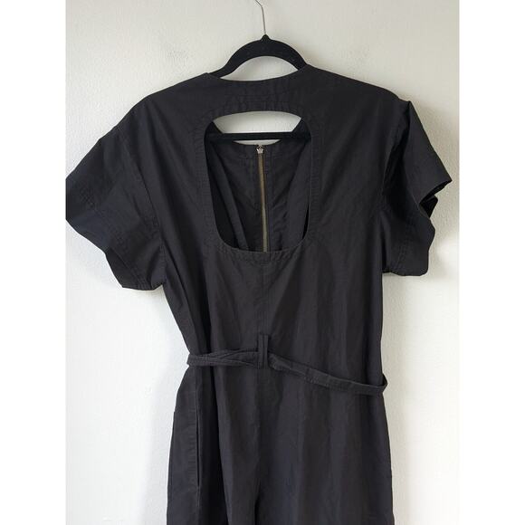 3:1 Phillip Lim Size 6 Flared Cut Out Jumpsuit Black Belted Short Sleeves - Picture 9 of 15